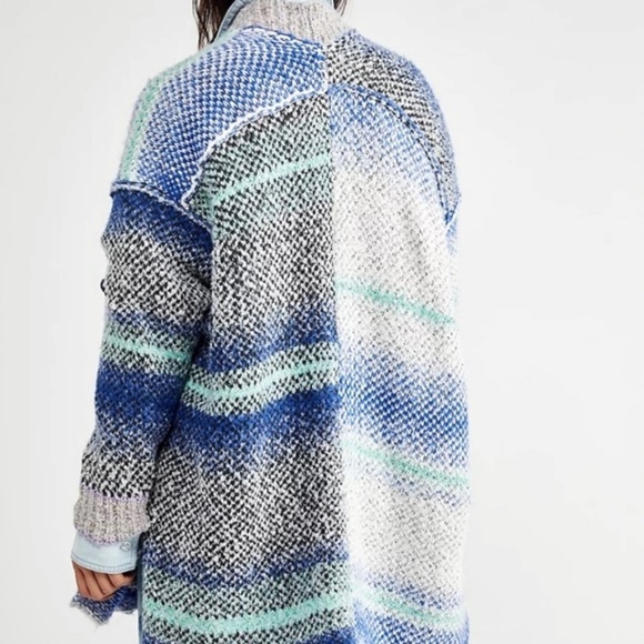 Free People Daydreamer Blue, Grey, White & Green Knit Cardigan - Picture 5 of 5